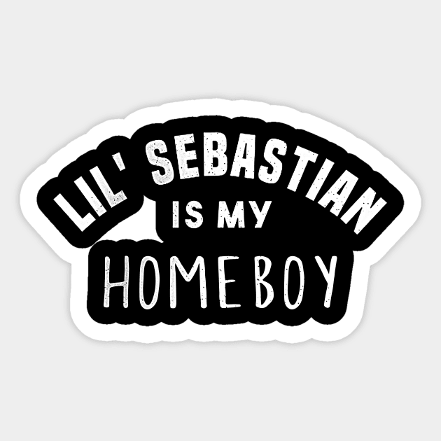 Lil Sebastian is my homeboy black shirt Sticker by truefriend